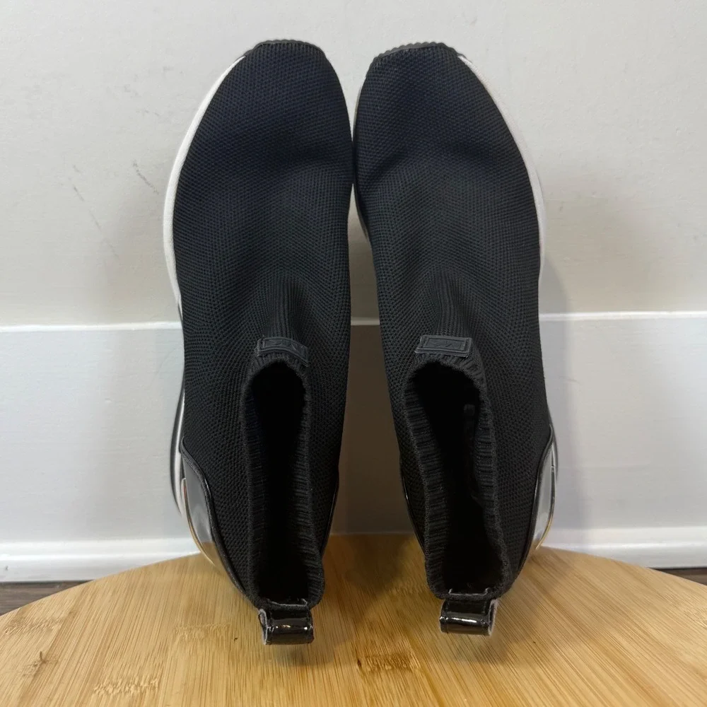 Michael‎ Kors Skyler Sock Sneakers Women 7/7.5? Black Wedge Patent Trim Sporty